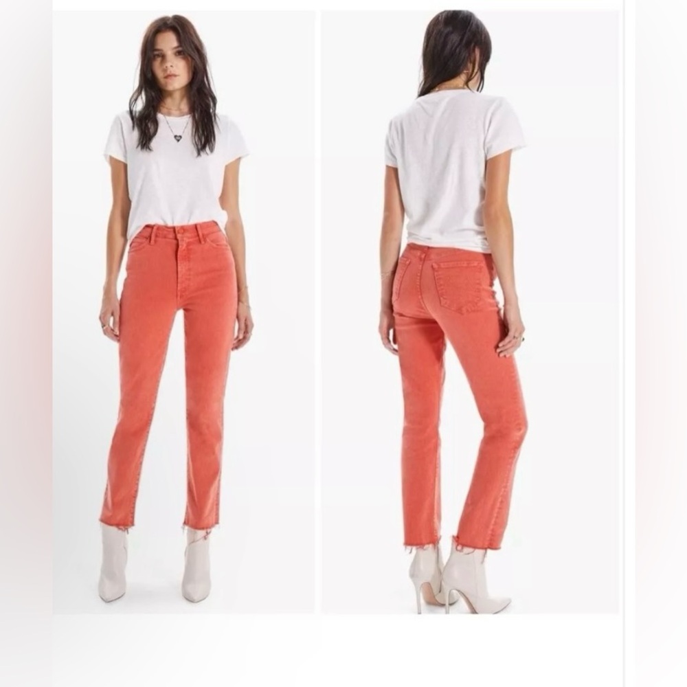 Mother The Swooner Rascal Ankle Fray in Flame Scarlett Size 26‎